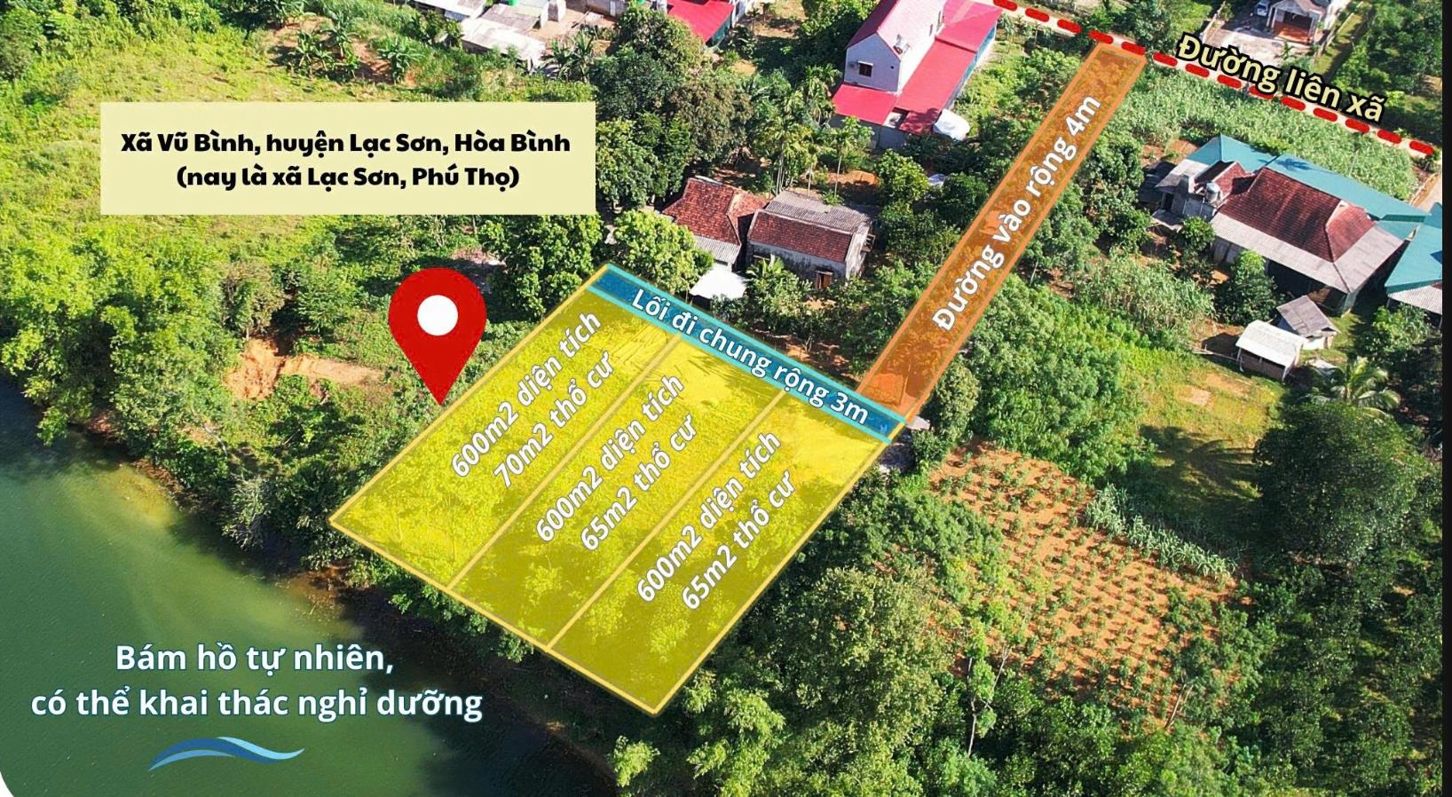 Hình ảnh Bán Lô Đất 600m Tại Vũ Bình Lạc Sơn Ô Tô Vào Tận Đất View Hồ Thoáng Mát Cách QL12b 2km Gần Nhiều Homestay Giá Đầu Tư