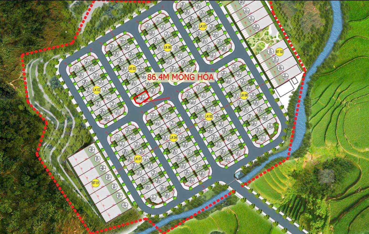 Hình ảnh Bán Lô Đất 86.4m Tại Mông Hóa Bám Đường Bê Tông Ô Tô vào Tận Đất Dân Cư Đông Đúc Thân Thiện Giá Đầu Tư